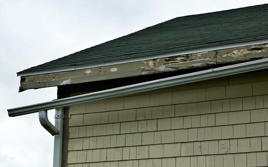 Broken gutter on the side on a house